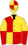 Yellow and red (quartered), halved sleeves, quartered cap