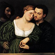 Los amantes venecianos - Óleo sobre lienzo, 95 x 80 cm, Pinacoteca de Brera (Milán).