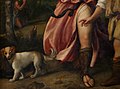 Titian's second version (detail with little dog)