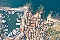 Top-down aerial of the old town of Saint-Tropez, France