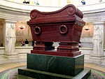 Sarcophagus of Napoleon in Les Invalides, Paris, made of quartzite with a pedestal of green porphyry