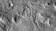 Channels on North wall of Baldet Crater, as seen by CTX camera (on Mars Reconnaissance Orbiter). Note: this is an enlargement of the previous image of Baldet Crater.