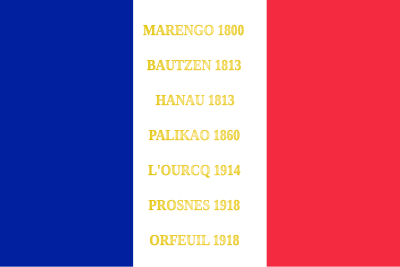 Drapeu tricolore français avec des dates des dates de batailles au centre