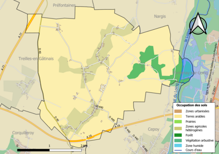 Carte des infrastructures et de l'occupation des sols de la commune en 2018 (CLC).