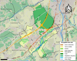 Carte en couleurs présentant l'occupation des sols.