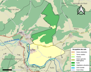 Carte en couleurs présentant l'occupation des sols.