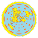 The azimuthal equidistant projection with Tissot's indicatrices