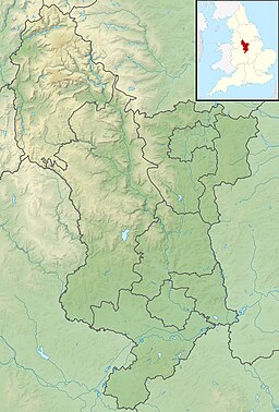 Relief map of Derbyshire