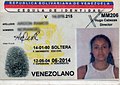 Current ID card issued by the Government of Venezuela.