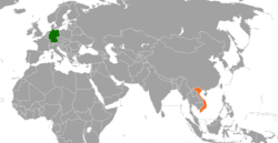Map indicating locations of Germany and Vietnam