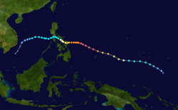 Trajectoire et intensité du typhon Hagupit.