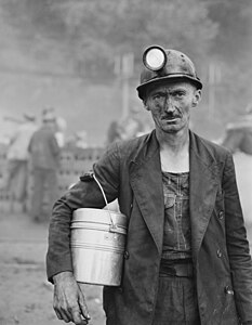 Coal miner in Wheelwright, Kentucky, by Russell Lee (restored by FatCat96)