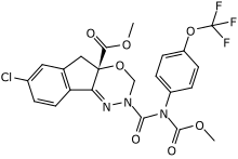 Stereo wireframe model of (4aS)-Indoxacarb