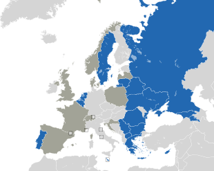 Um mapa colorido dos países da Europa