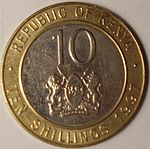 Une pièce de 10 shillings kényan