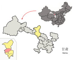 武威市中の涼州区の位置