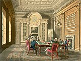 Admiralty boardroom, 1808; a wind indicator can be seen on the end wall.