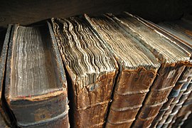 Old book bindings at the Merton College Library