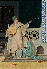 Two Musician Girls. Painting by Osman Hamdi Bey, 1880.