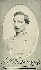 Portrait d'un homme en uniforme confédéré avec sa signature.