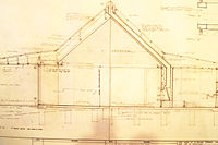 Moylan House, Showing details of the chimney design, 1973.