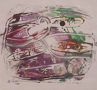 Sin título, 1988. Cera sobre papel, 22 x 22 cm.