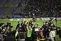 Sebastián Sosa e Egidio Arévalo Ríos com a taça do Campeonato Uruguaio.