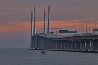 The 24 km Sultan Abdul Halim Muadzam Shah Bridge connecting Batu Maung and Batu Kawan.