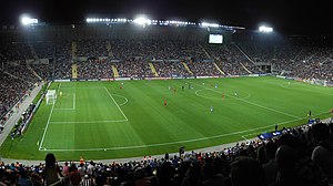 אצטדיון טדי בעת אירוח משחק יורו 2013 עד גיל 21, טורניר הנבחרות הצעירות של UEFA שהתקיים כולו בישראל באותה עת