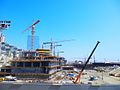 Construction site (18.03.2014): Podium, rising of Crescent Place concrete core, parking