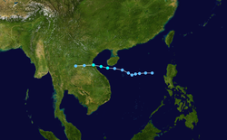 熱帶風暴天兔的路徑圖