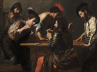 Soldiers Playing Cards and Dice (The Cheats), at and by Valentin de Boulogne