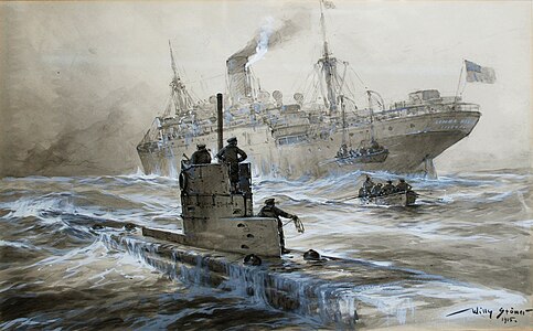SM U-21 sinking the Linda Blanche, by Willy Stöwer