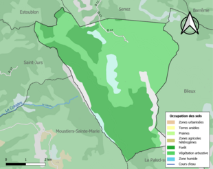 Carte en couleurs présentant l'occupation des sols.