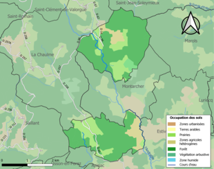 Carte en couleurs présentant l'occupation des sols.