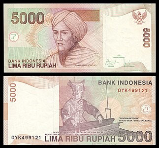 Five-thousand Indonesian rupiah at Banknotes of the rupiah, by Bank Indonesia