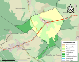 Carte en couleurs présentant l'occupation des sols.