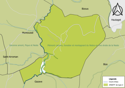 Carte des ZNIEFF de type 2 sur la commune.