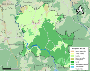 Carte en couleurs présentant l'occupation des sols.