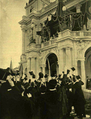 Image 13A visit of Austro-Hungarian emperor Franz Joseph to Zagreb in 1895, where he officially opened the Croatian National Theatre building. (from History of Croatia)