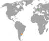 Location map for Austria and Uruguay.