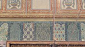 Tiles (with painted decoration above) on the back wall of the Sultan Ahmed I Mosque, Istanbul (circa 1617)