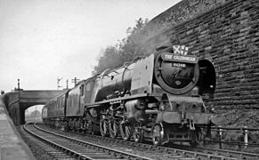 No 46240 City of Coventry on the approaches to Carlisle Citadel Station in 1957.