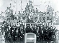 The crew and cadets aboard Sleipner photographed in 1904