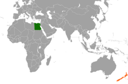 Map indicating locations of Egypt and New Zealand