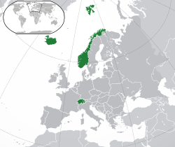Location of the EFTA {{{1}}}  (green) in Europe (green & dark grey)