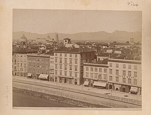 Veduta del Lungarno e dell'hotel tra il 1860 e il 1881