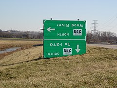 Damaged signs off exit 2, which has since been removed