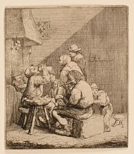 La pipe allumée, Jacques Dassonville, gravure à l'eau-forte, dim.101x87mm, musée des Beaux-Arts de Nancy