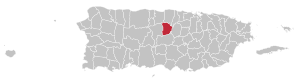 Map of Puerto Rico highlighting Morovis Municipality